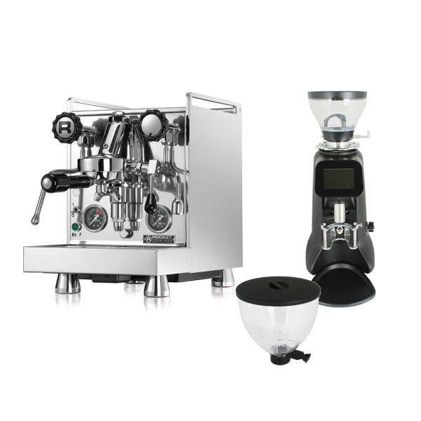 Rocket Espresso: Mozzafiato Cronometro R chrom Set mit Mühle und Zubehör