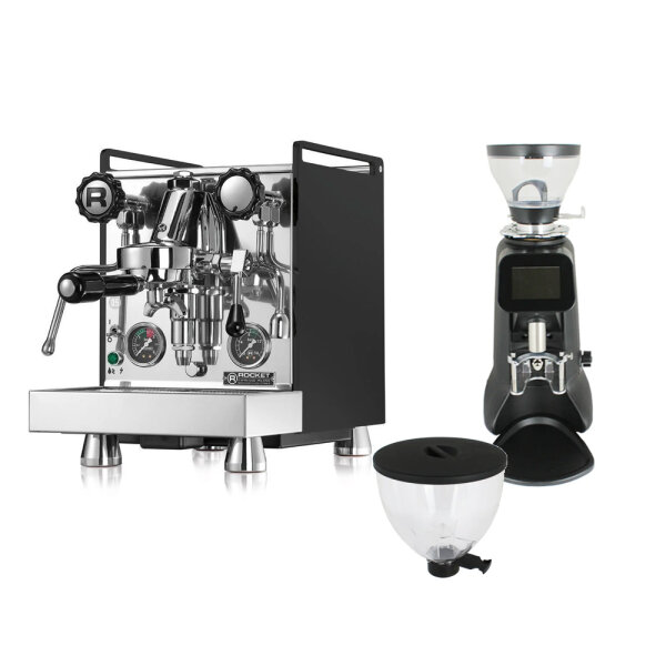 Rocket Espresso: Mozzafiato Cronometro R schwarz Set mit Mühle und Zubehör